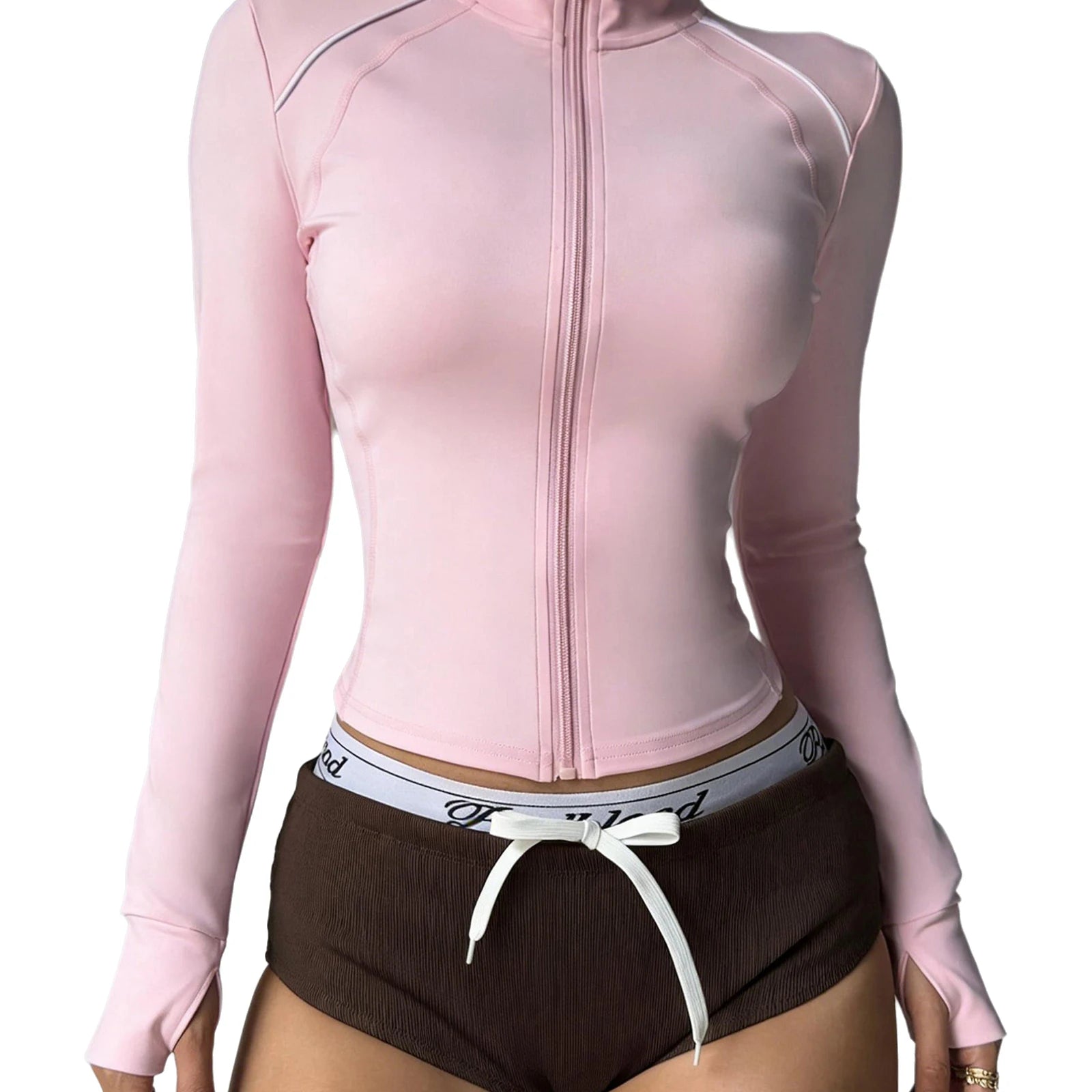 Womens Yoga Workout Jacket Long Sleeves Lightweight Full Zip Up Athletic Slim Fit Tops with Thumb Hole Gym Running Outerwear