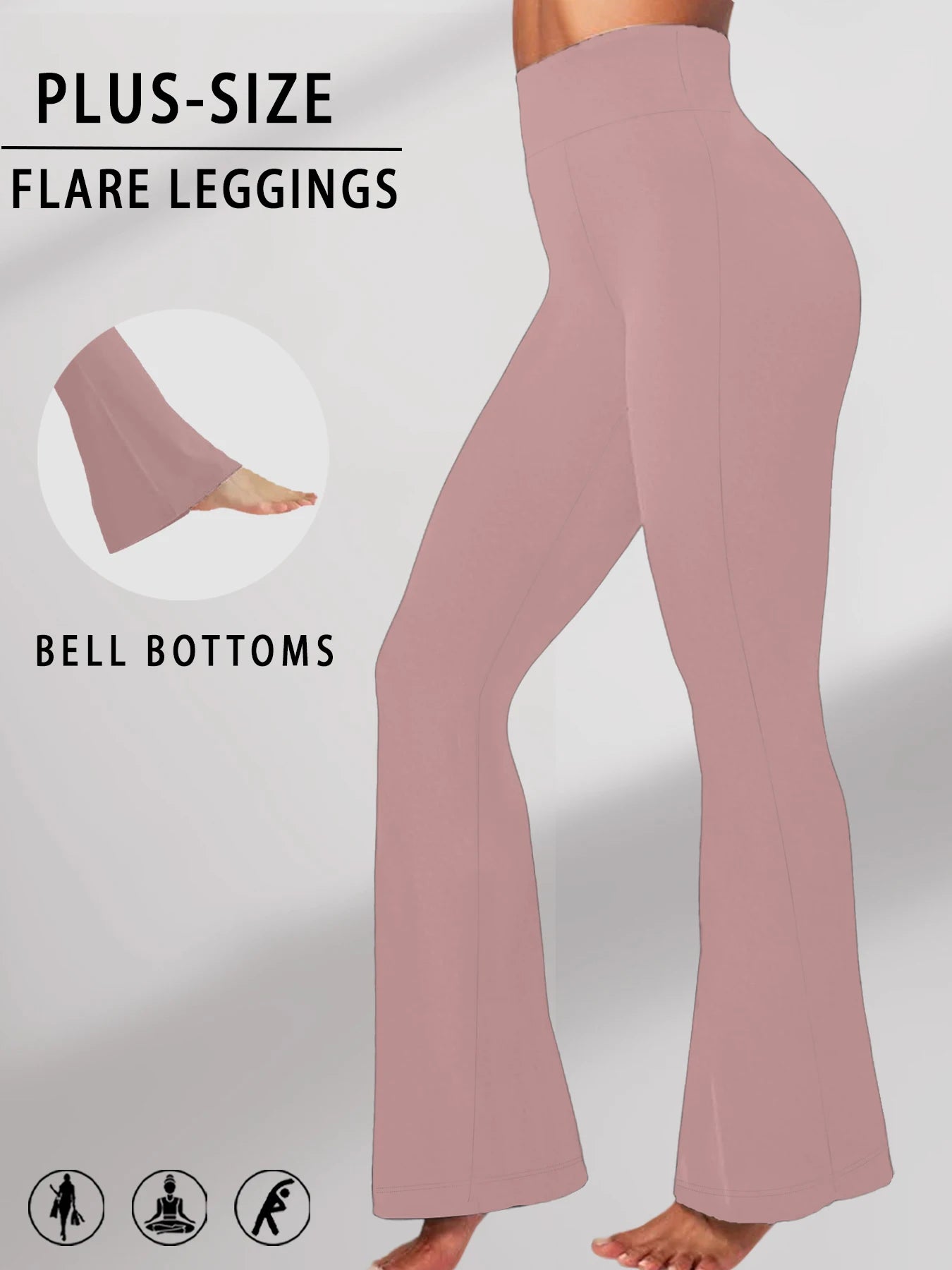 Plus Size Women's Super Soft Flare Pants High Waisted Tummy Control Workout Yoga Push Up Gym Fitness Long Leggings Bell Bottoms
